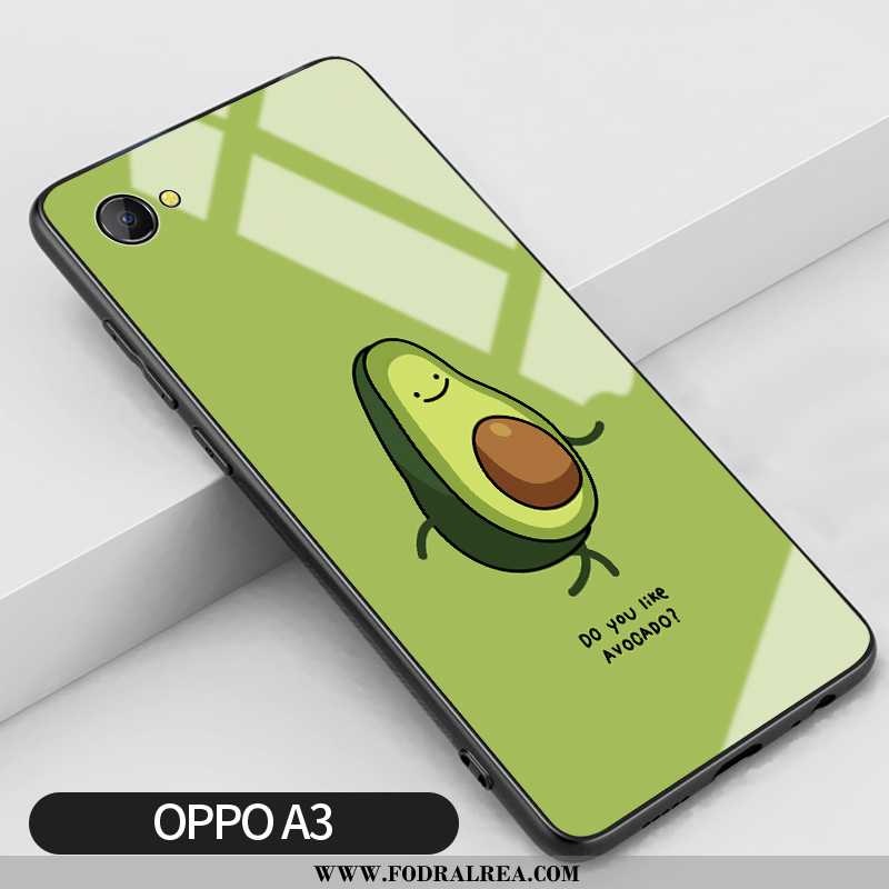 Fodral Oppo A3 Silikon Kreativa Skal, Skal Oppo A3 Glas Fallskydd Grön