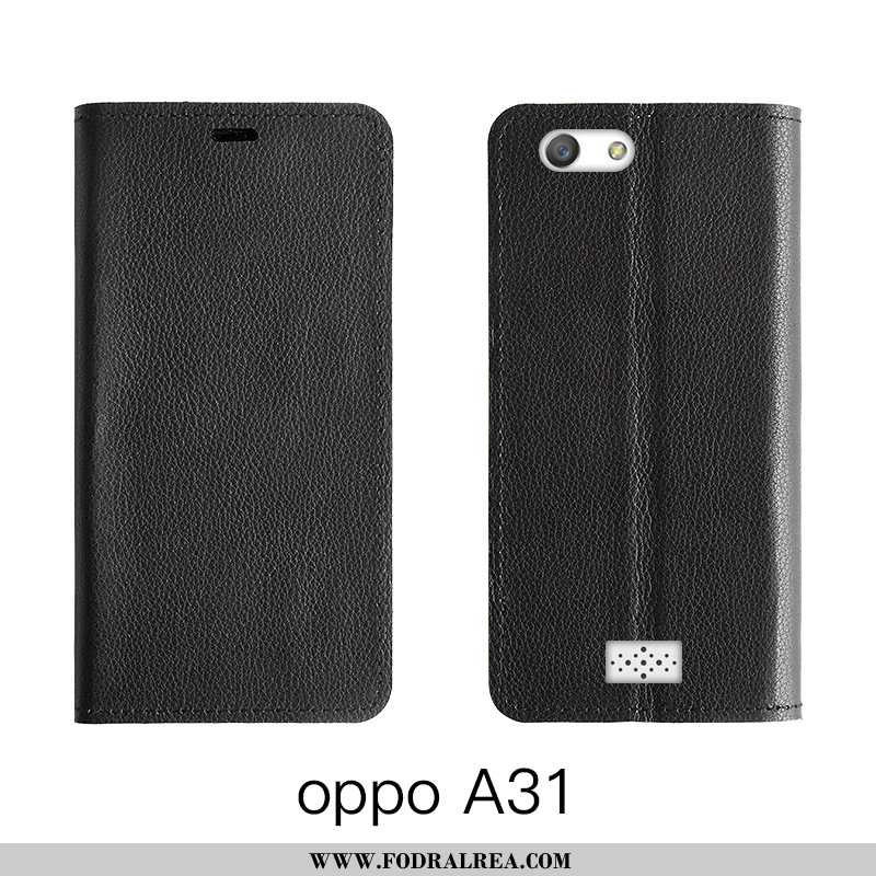 Fodral Oppo A31 Läderfodral Täcka Orange, Skal Oppo A31 Äkta Läder All Inclusive Orange