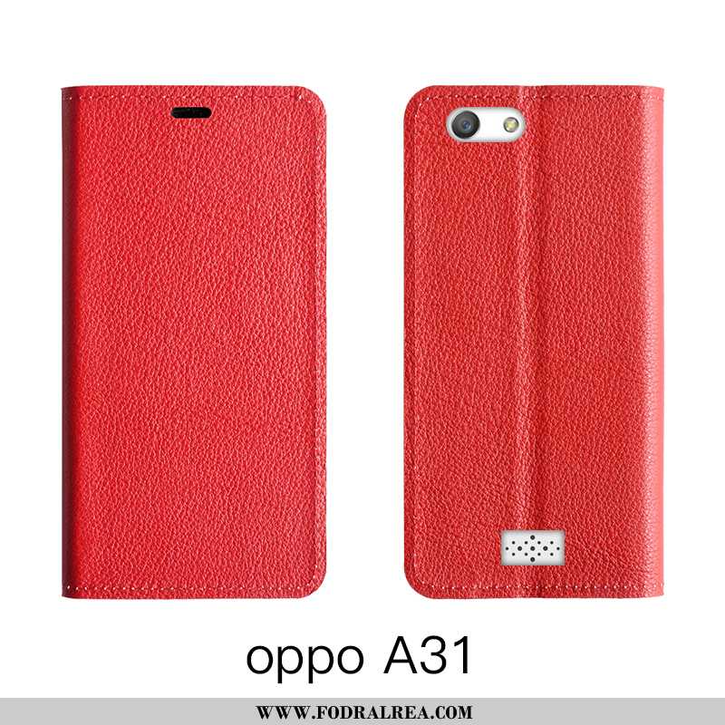 Fodral Oppo A31 Läderfodral Täcka Orange, Skal Oppo A31 Äkta Läder All Inclusive Orange