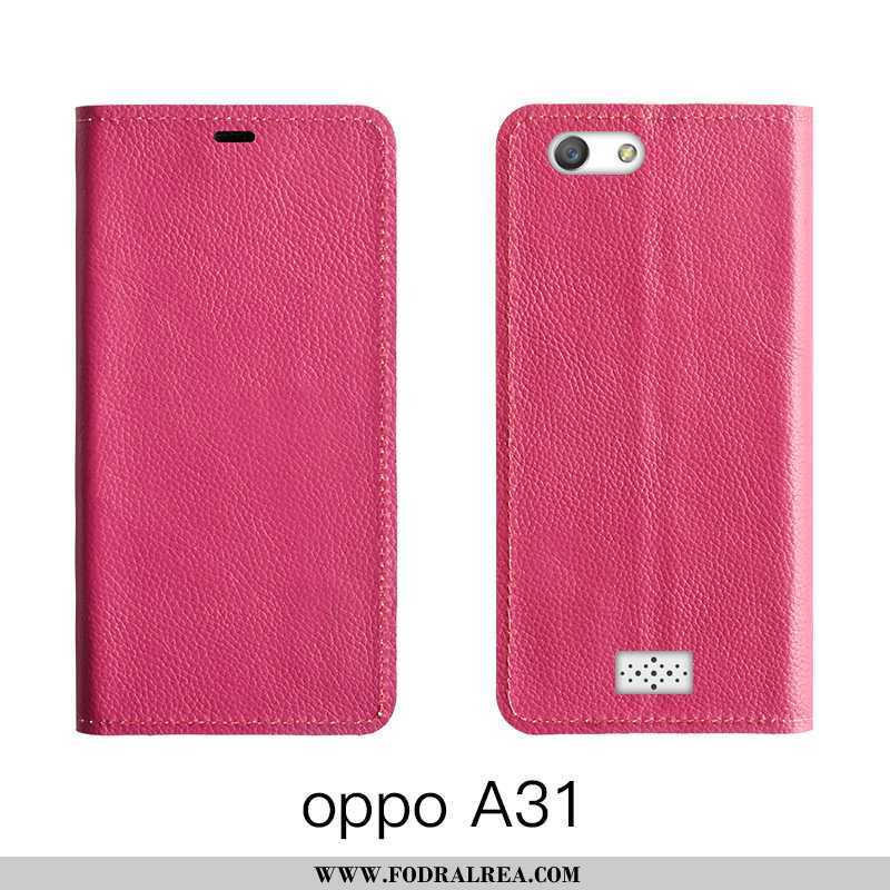 Fodral Oppo A31 Läderfodral Täcka Orange, Skal Oppo A31 Äkta Läder All Inclusive Orange