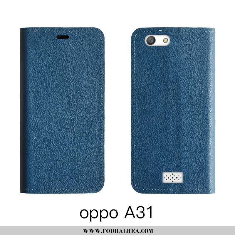 Fodral Oppo A31 Läderfodral Täcka Orange, Skal Oppo A31 Äkta Läder All Inclusive Orange