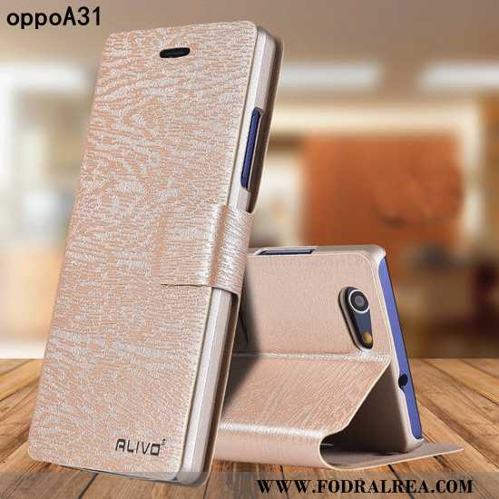 Fodral Oppo A31 Skydd Guld Fallskydd, Skal Oppo A31 Läderfodral