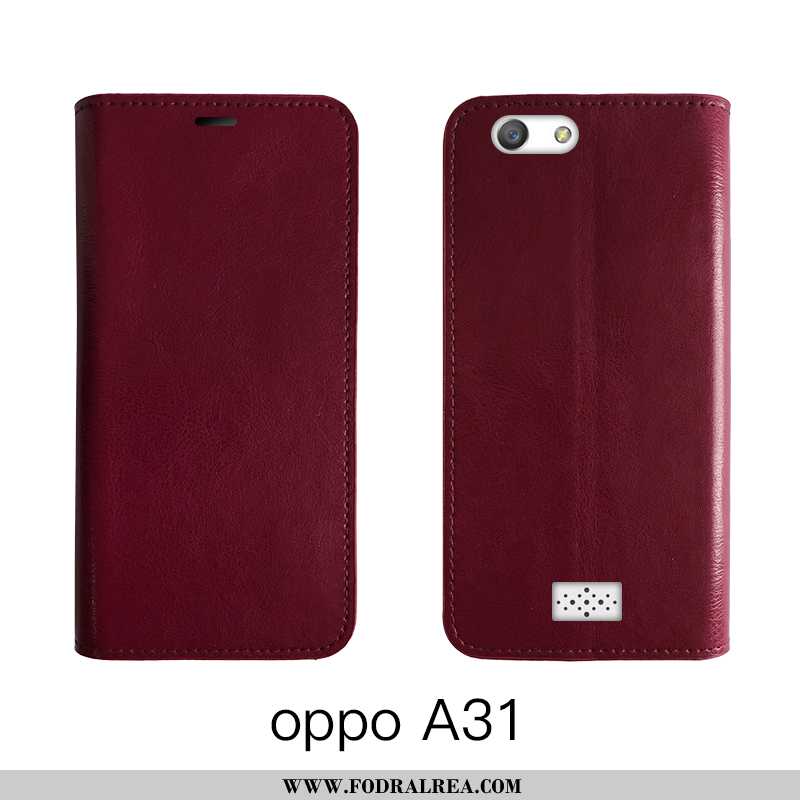 Fodral Oppo A31 Äkta Läder Cow Täcka, Skal Oppo A31 Läder Högt Utbud Brun