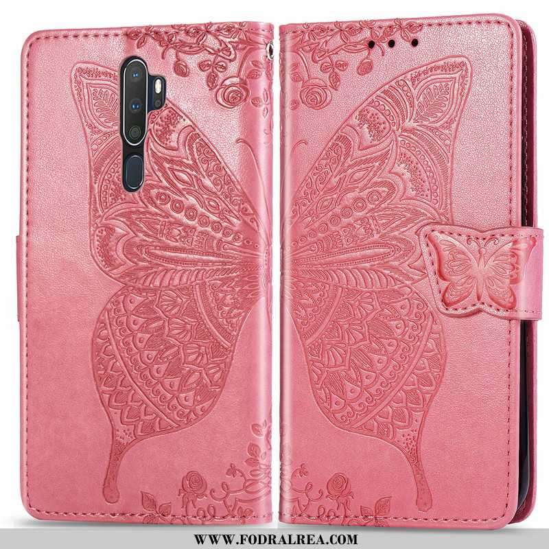 Fodral Oppo A5 2020 Hängsmycken Solid Färg Embossing, Skal Oppo A5 2020 Lättnad Täcka Rosa