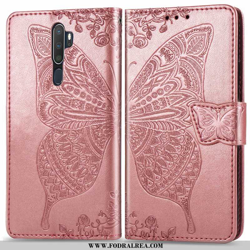 Fodral Oppo A5 2020 Hängsmycken Solid Färg Embossing, Skal Oppo A5 2020 Lättnad Täcka Rosa