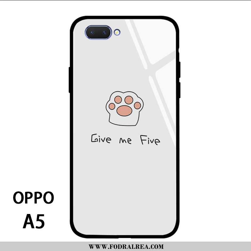 Fodral Oppo A5 Glas Net Red Skydd, Skal Oppo A5 Personlighet Par Vita