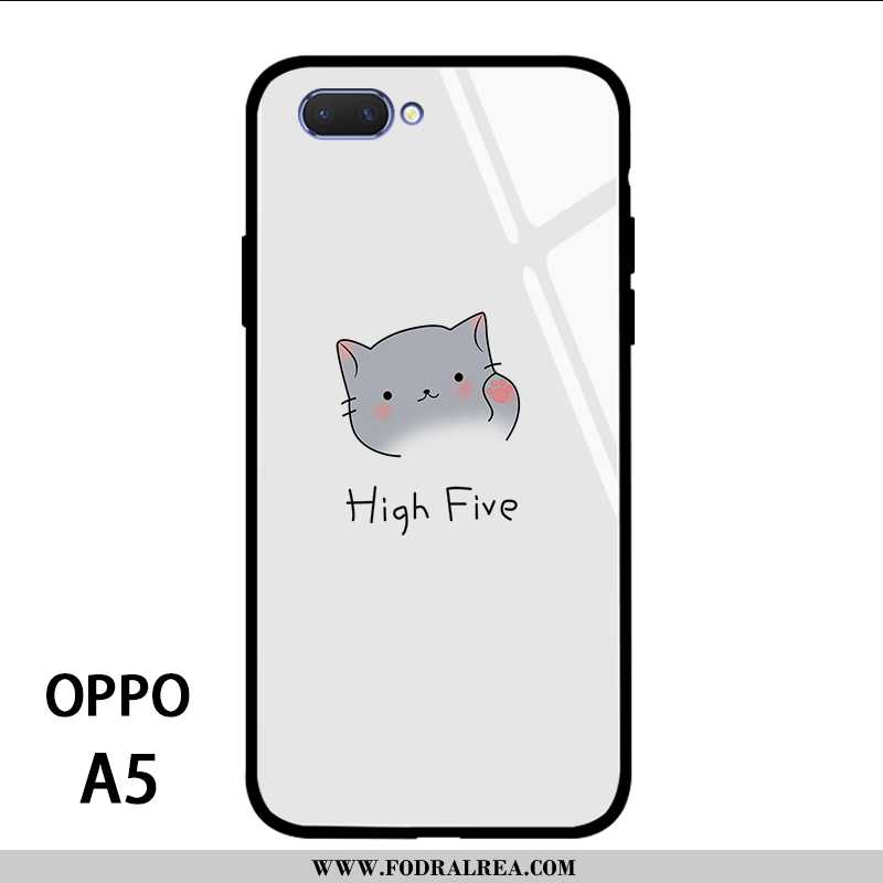 Fodral Oppo A5 Glas Net Red Skydd, Skal Oppo A5 Personlighet Par Vita