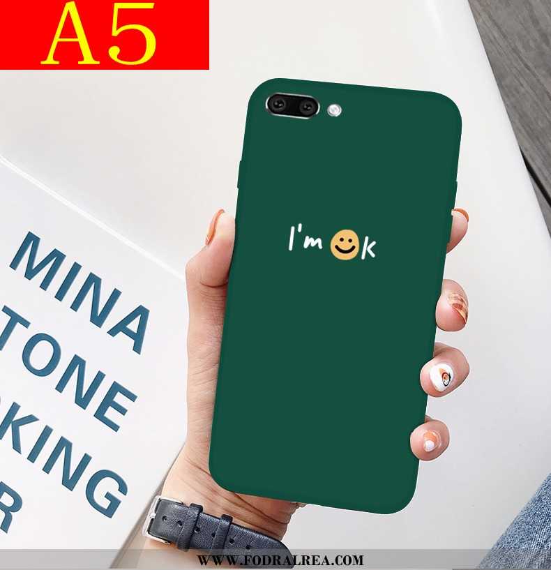 Fodral Oppo A5 Nubuck All Inclusive Silikon, Skal Oppo A5 Vacker Net Red Grön