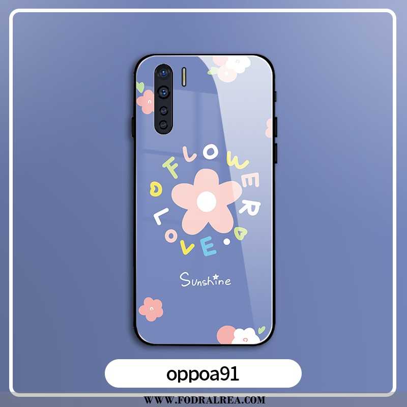 Fodral Oppo A91 Kreativa Blommor Liten, Skal Oppo A91 Silikon Ljus Blå