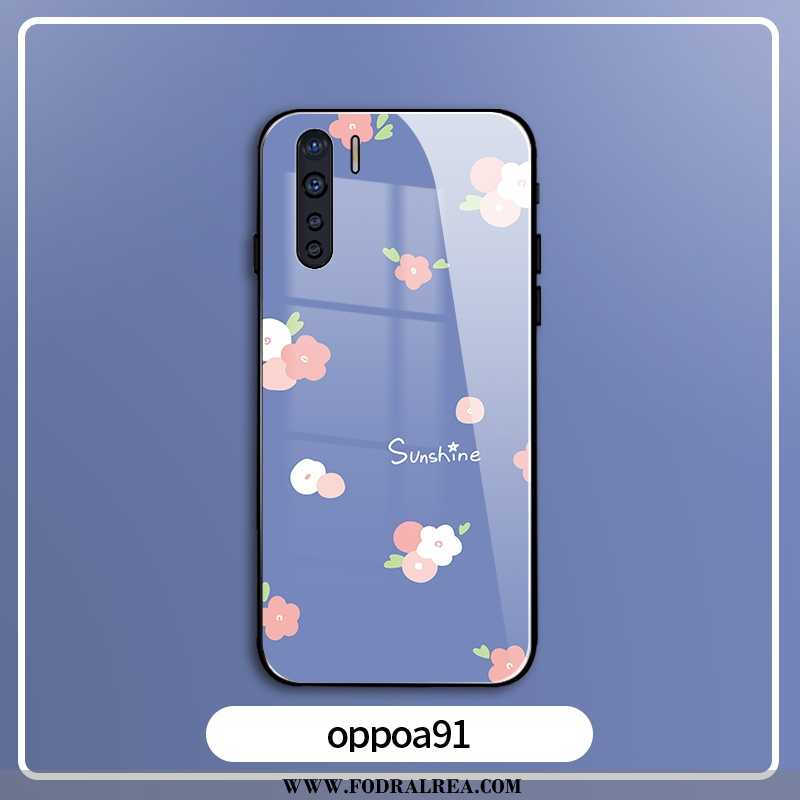 Fodral Oppo A91 Kreativa Blommor Liten, Skal Oppo A91 Silikon Ljus Blå