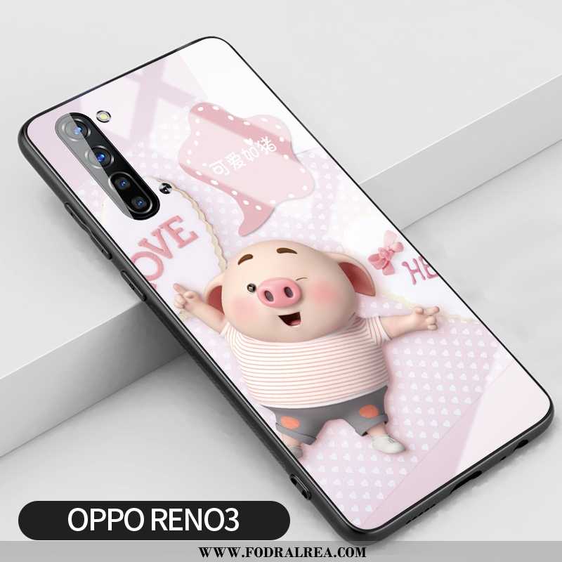 Fodral Oppo Reno 3 Glas Fallskydd Mobil Telefon, Skal Oppo Reno 3 Kreativa Trend Rosa