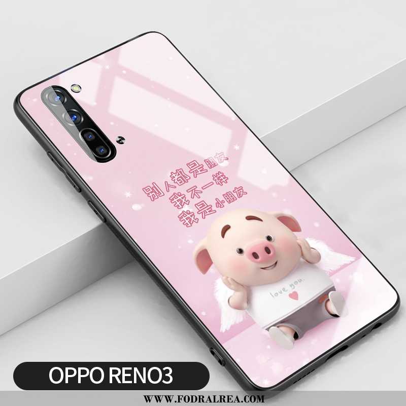 Fodral Oppo Reno 3 Glas Fallskydd Mobil Telefon, Skal Oppo Reno 3 Kreativa Trend Rosa