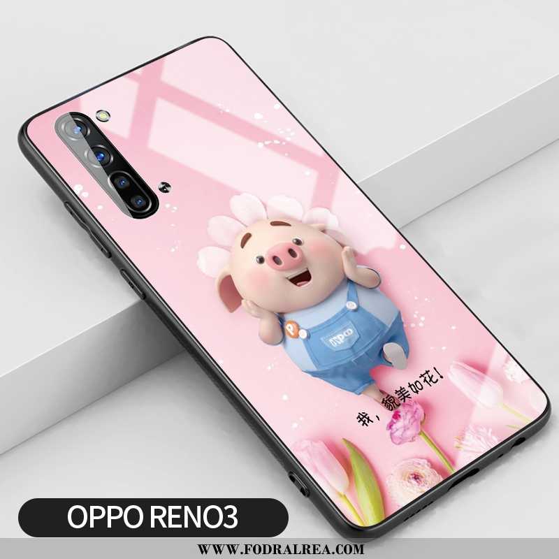 Fodral Oppo Reno 3 Glas Fallskydd Mobil Telefon, Skal Oppo Reno 3 Kreativa Trend Rosa