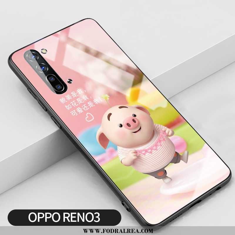 Fodral Oppo Reno 3 Glas Fallskydd Mobil Telefon, Skal Oppo Reno 3 Kreativa Trend Rosa