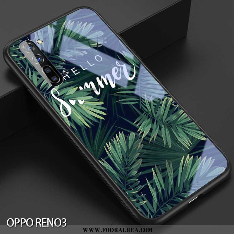 Fodral Oppo Reno 3 Glas Net Red Enkel, Skal Oppo Reno 3 Kreativa Hård Grön