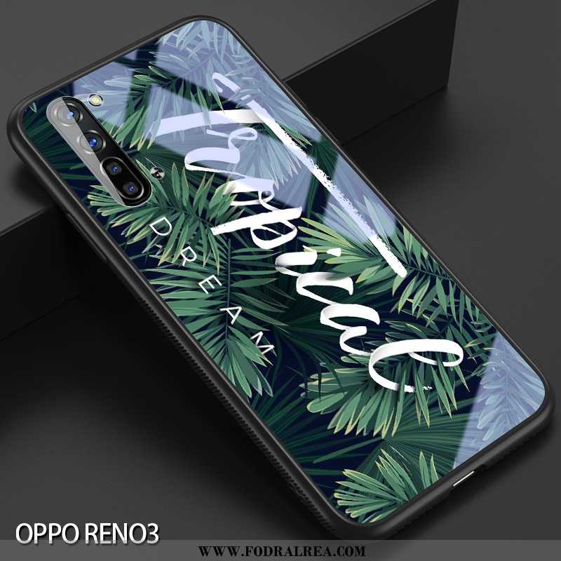 Fodral Oppo Reno 3 Glas Net Red Enkel, Skal Oppo Reno 3 Kreativa Hård Grön