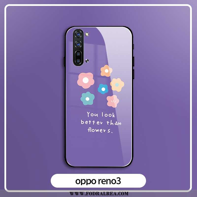 Fodral Oppo Reno 3 Kreativa Ljus Fodral, Skal Oppo Reno 3 Silikon Skydd Lila