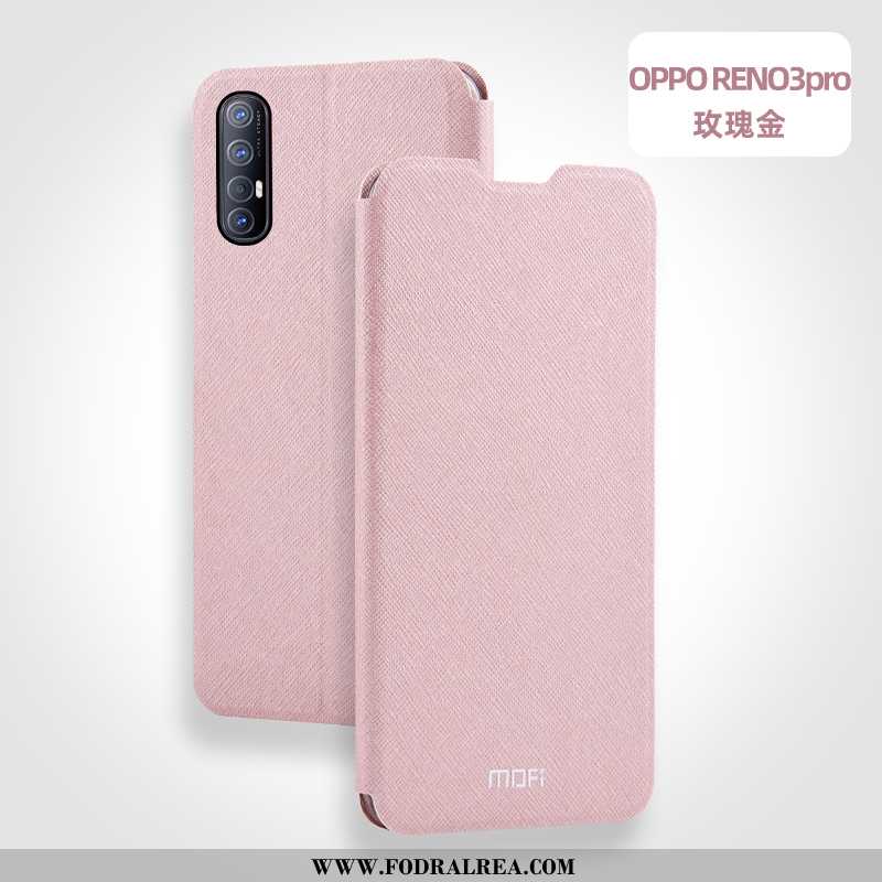 Fodral Oppo Reno 3 Pro Skydd All Inclusive Rosa, Skal Oppo Reno 3 Pro Läderfodral Fallskydd Rosa