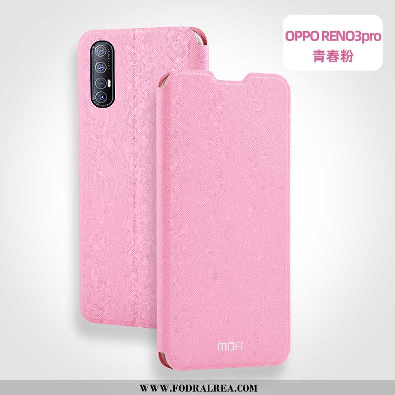 Fodral Oppo Reno 3 Pro Skydd All Inclusive Rosa, Skal Oppo Reno 3 Pro Läderfodral Fallskydd Rosa