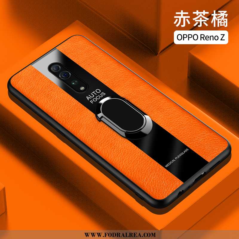 Fodral Oppo Reno Z Läderfodral Fallskydd Ring, Skal Oppo Reno Z Personlighet All Inclusive Orange