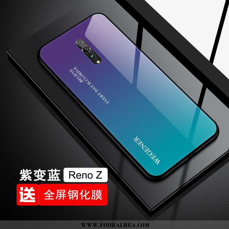 Fodral Oppo Reno Z Skydd Net Red Spegel, Skal Oppo Reno Z Glas Trend Blå