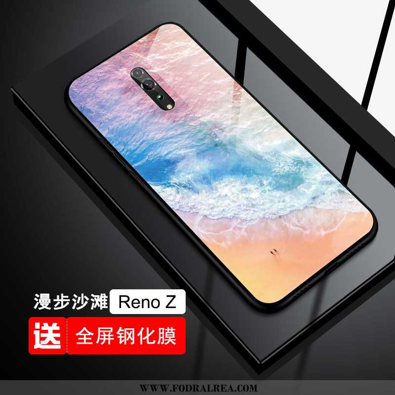 Fodral Oppo Reno Z Skydd Net Red Spegel, Skal Oppo Reno Z Glas Trend Blå