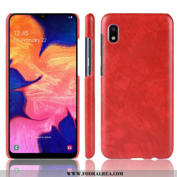 Fodral Samsung Galaxy A10 Skydd Hård Mönster, Skal Samsung Galaxy A10 Läder Litchi Röd