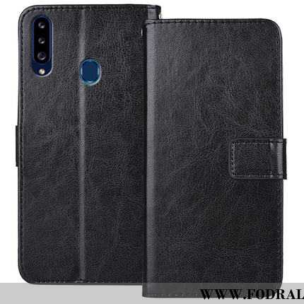 Fodral Samsung Galaxy A20s Läderfodral Stjärna Svart, Skal Samsung Galaxy A20s Personlighet Clamshel