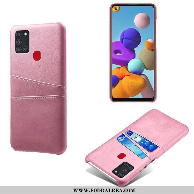 Fodral Samsung Galaxy A21s Läder Cow Skal, Skal Samsung Galaxy A21s Mönster Liten Rosa