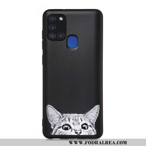 Fodral Samsung Galaxy A21s Nubuck Skal All Inclusive, Samsung Galaxy A21s Tecknat Svarta