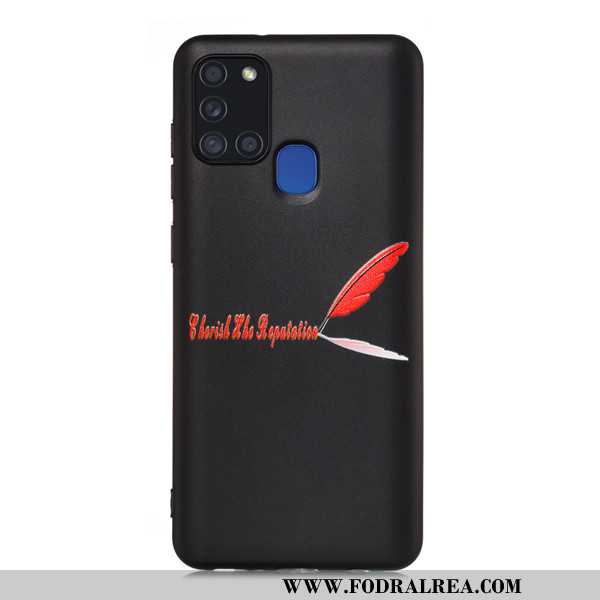 Fodral Samsung Galaxy A21s Nubuck Skal All Inclusive, Samsung Galaxy A21s Tecknat Svarta