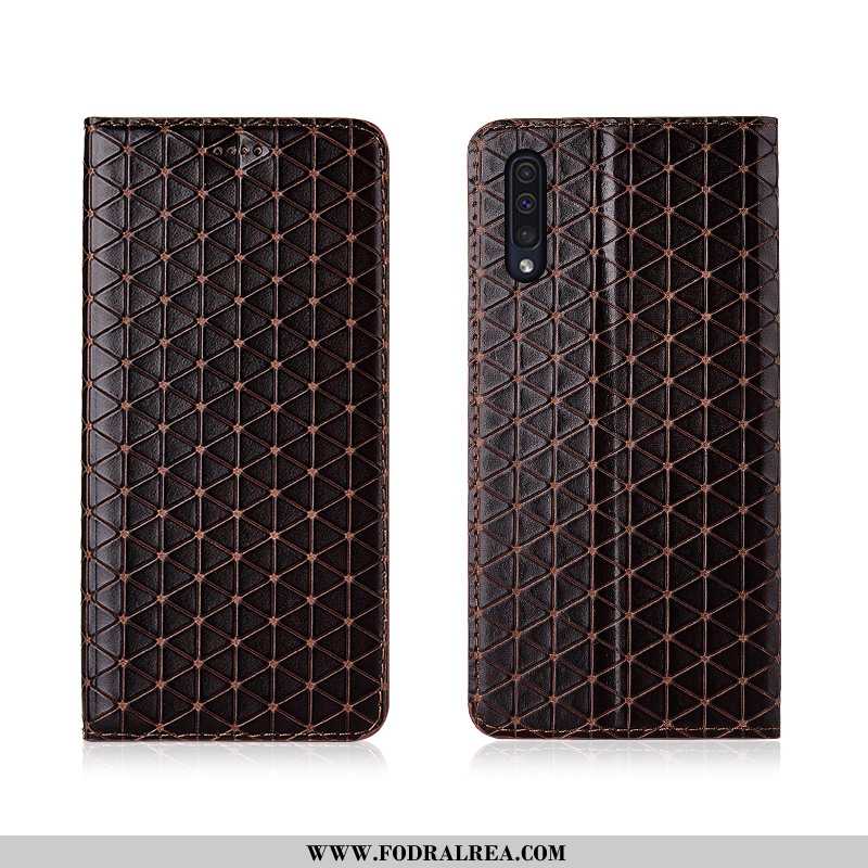 Fodral Samsung Galaxy A50 Läderfodral Äkta Läder Ny, Skal Samsung Galaxy A50 Nubuck Brun