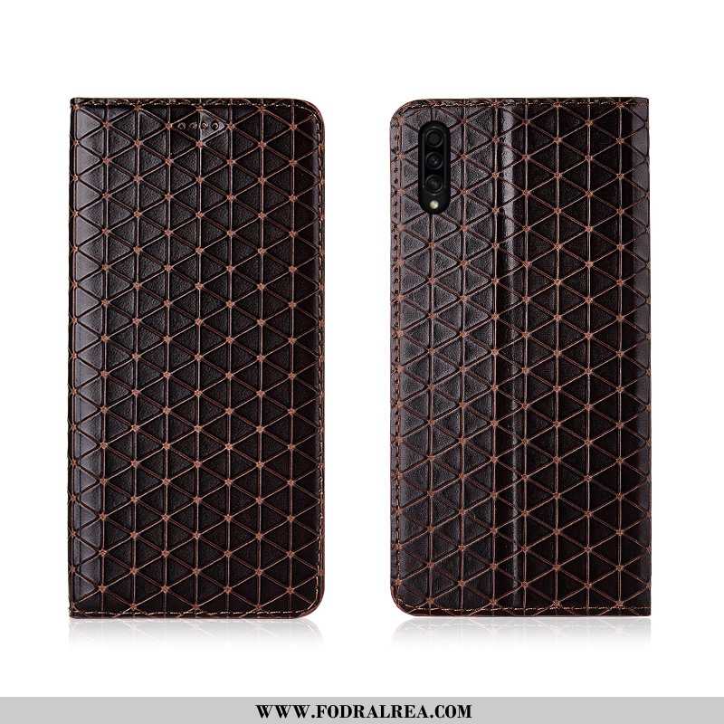 Fodral Samsung Galaxy A50s Läderfodral Trend Silikon, Skal Samsung Galaxy A50s Nubuck Stjärna Brun