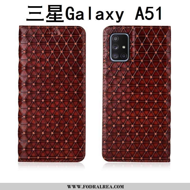 Fodral Samsung Galaxy A51 Läderfodral Clamshell Stjärna, Skal Samsung Galaxy A51 Nubuck Silikon Svar