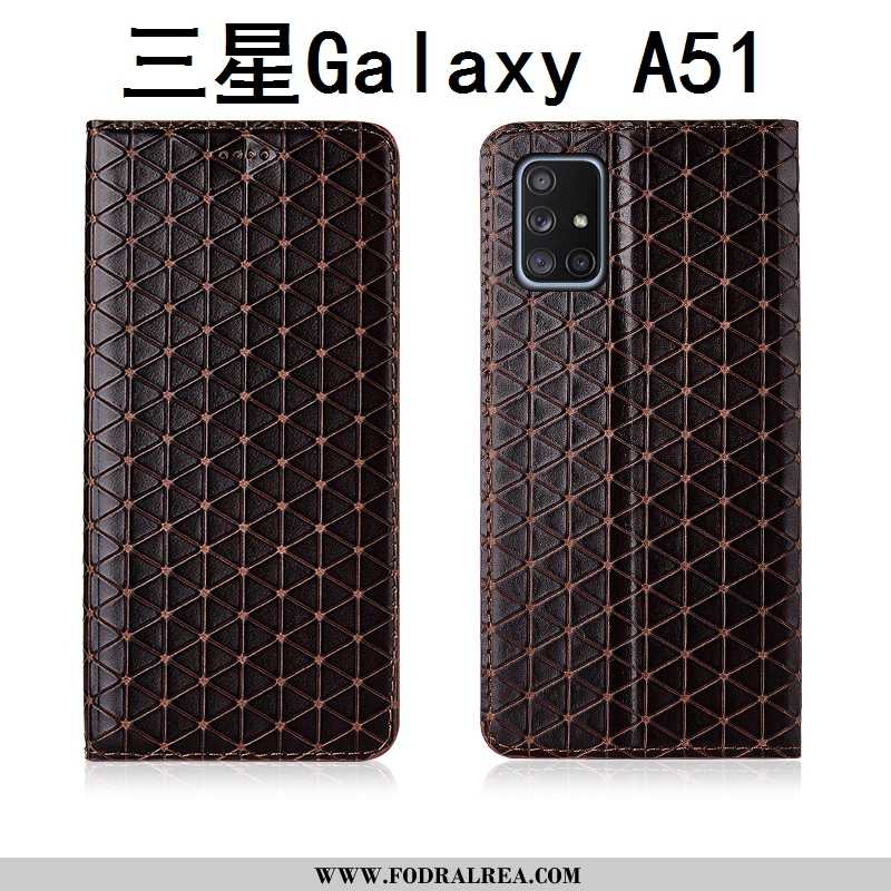 Fodral Samsung Galaxy A51 Läderfodral Clamshell Stjärna, Skal Samsung Galaxy A51 Nubuck Silikon Svar