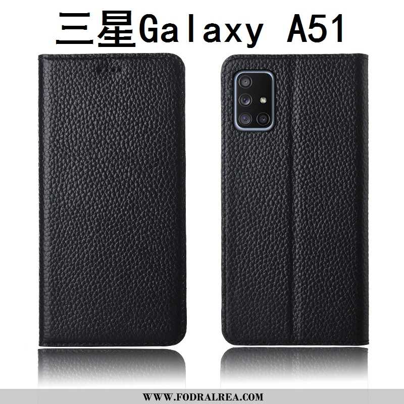 Fodral Samsung Galaxy A51 Läderfodral Fallskydd Silikon, Skal Samsung Galaxy A51 Nubuck Skydd Khaki