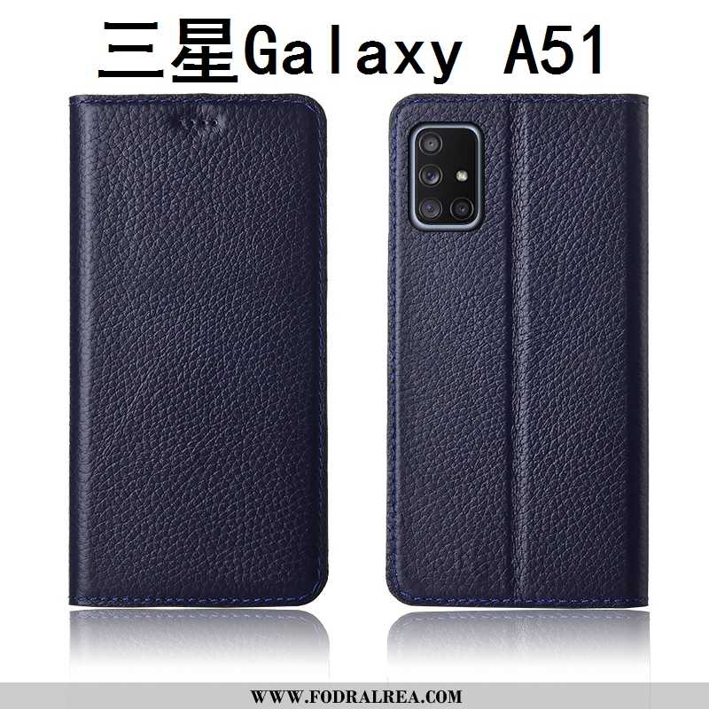 Fodral Samsung Galaxy A51 Läderfodral Fallskydd Silikon, Skal Samsung Galaxy A51 Nubuck Skydd Khaki