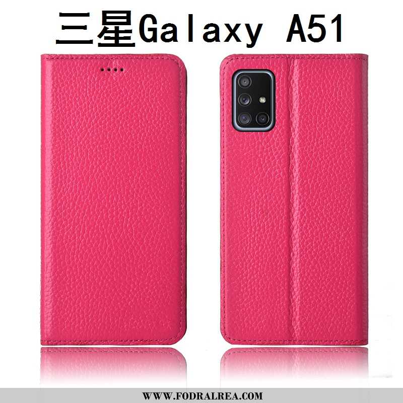 Fodral Samsung Galaxy A51 Läderfodral Fallskydd Silikon, Skal Samsung Galaxy A51 Nubuck Skydd Khaki