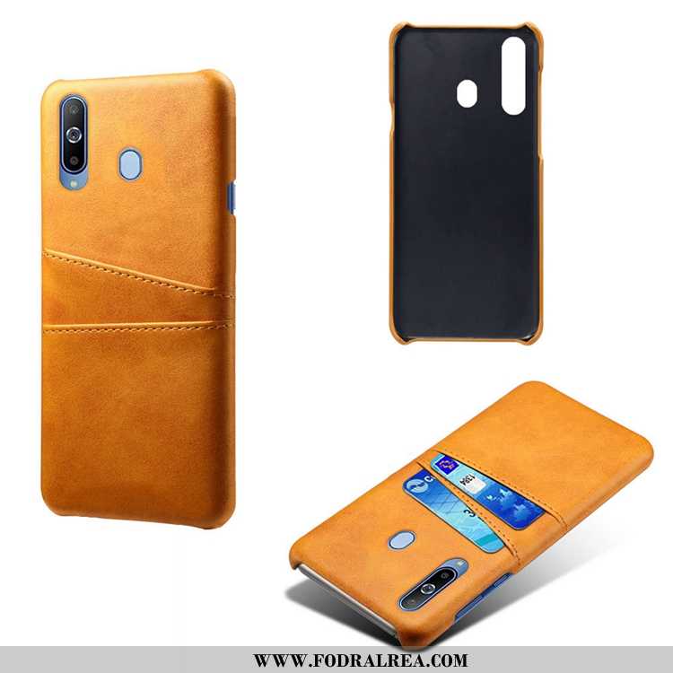 Fodral Samsung Galaxy A60 Läder Cow Gul, Skal Samsung Galaxy A60 Mönster Gul