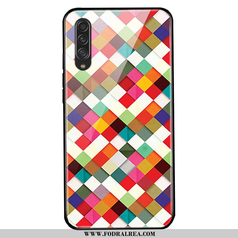 Fodral Samsung Galaxy A70 Nubuck Röd Stjärna, Skal Samsung Galaxy A70 Silikon Glas