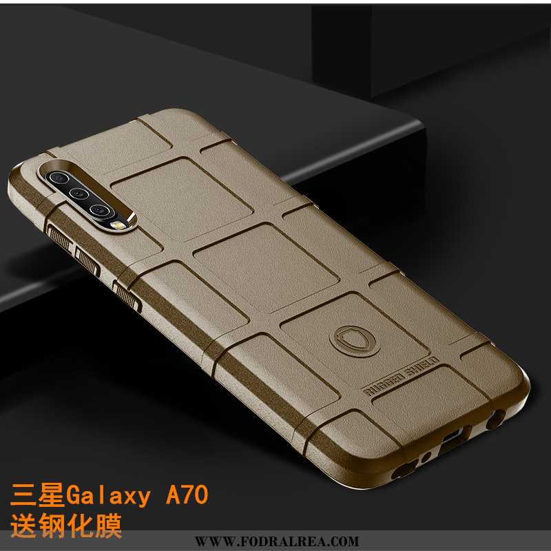 Fodral Samsung Galaxy A70 Trend Nubuck Silikon, Skal Samsung Galaxy A70 Mjuk Mobil Telefon Svarta