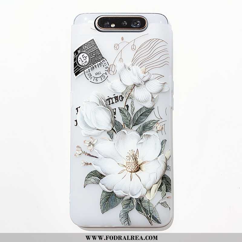 Fodral Samsung Galaxy A80 Silikon Fallskydd Blommor, Skal Samsung Galaxy A80 Transparent All Inclusi