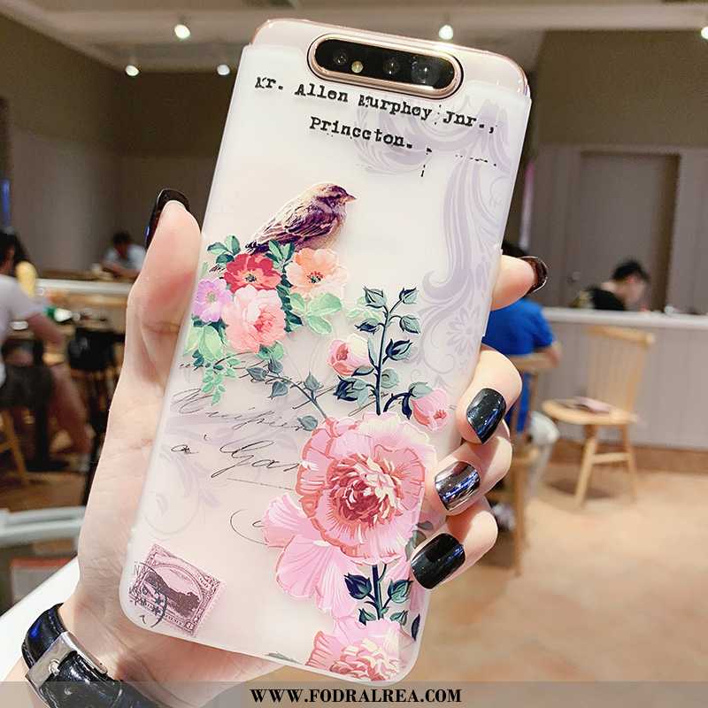 Fodral Samsung Galaxy A80 Silikon Fallskydd Blommor, Skal Samsung Galaxy A80 Transparent All Inclusi