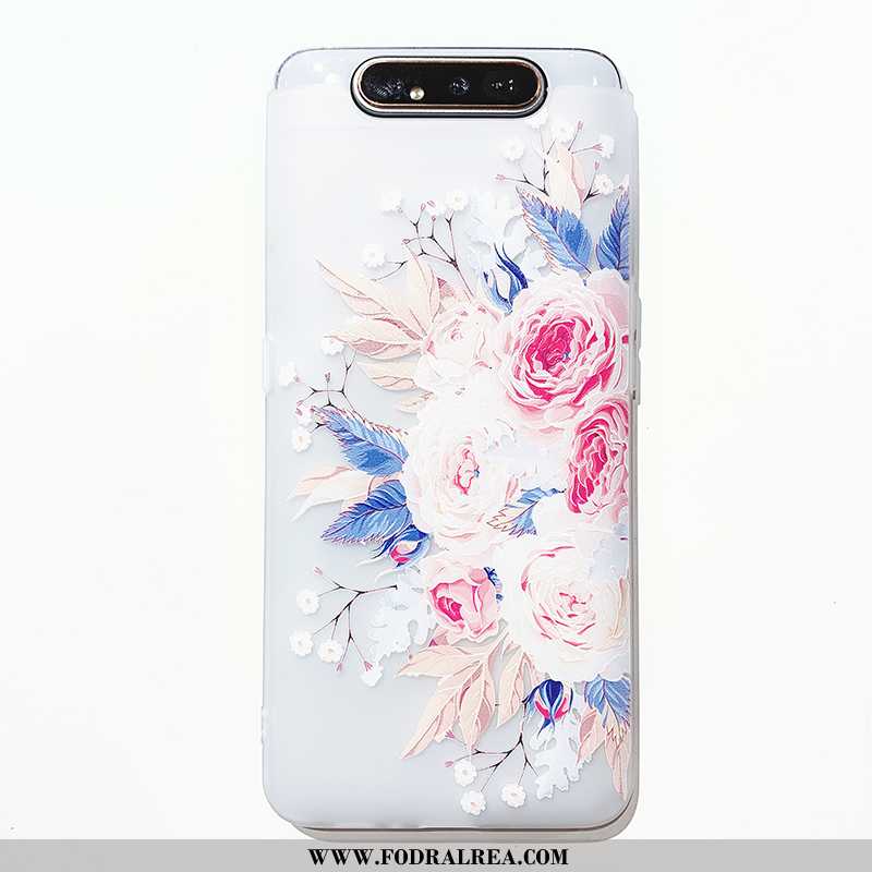 Fodral Samsung Galaxy A80 Silikon Fallskydd Blommor, Skal Samsung Galaxy A80 Transparent All Inclusi