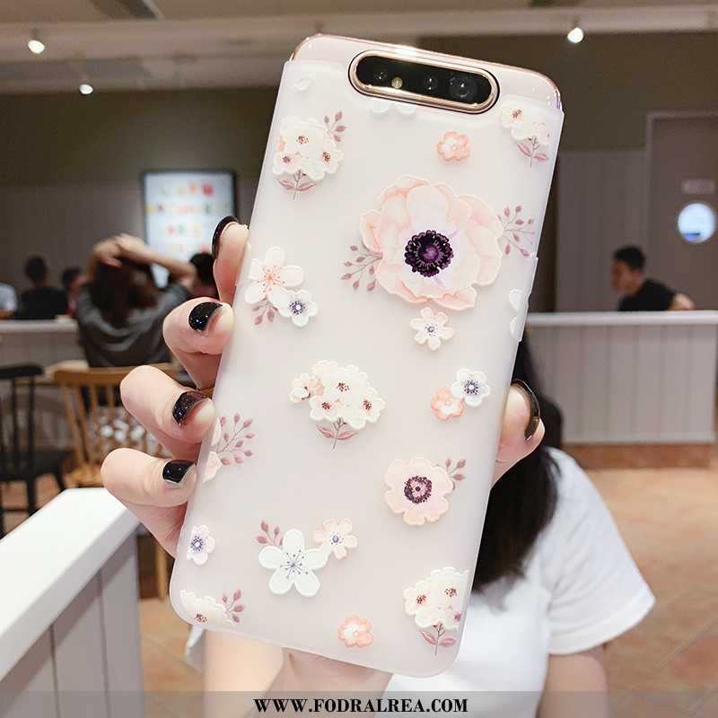 Fodral Samsung Galaxy A80 Silikon Fallskydd Blommor, Skal Samsung Galaxy A80 Transparent All Inclusi