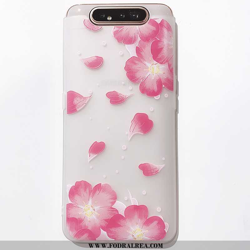 Fodral Samsung Galaxy A80 Silikon Fallskydd Blommor, Skal Samsung Galaxy A80 Transparent All Inclusi