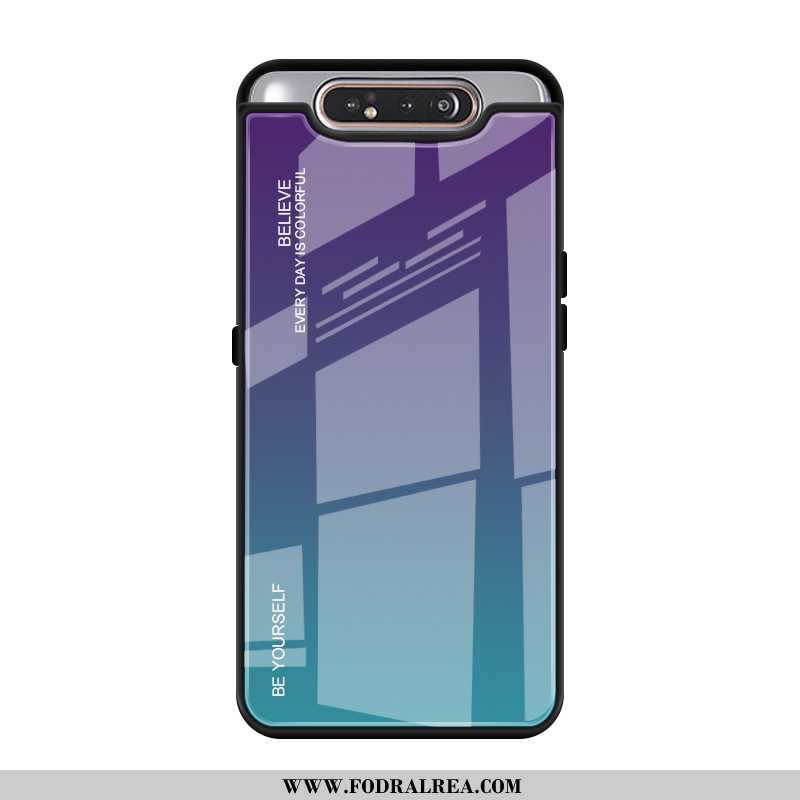 Fodral Samsung Galaxy A80 Skydd Purpur Skal, Skal Samsung Galaxy A80 Glas Fallskydd Lila