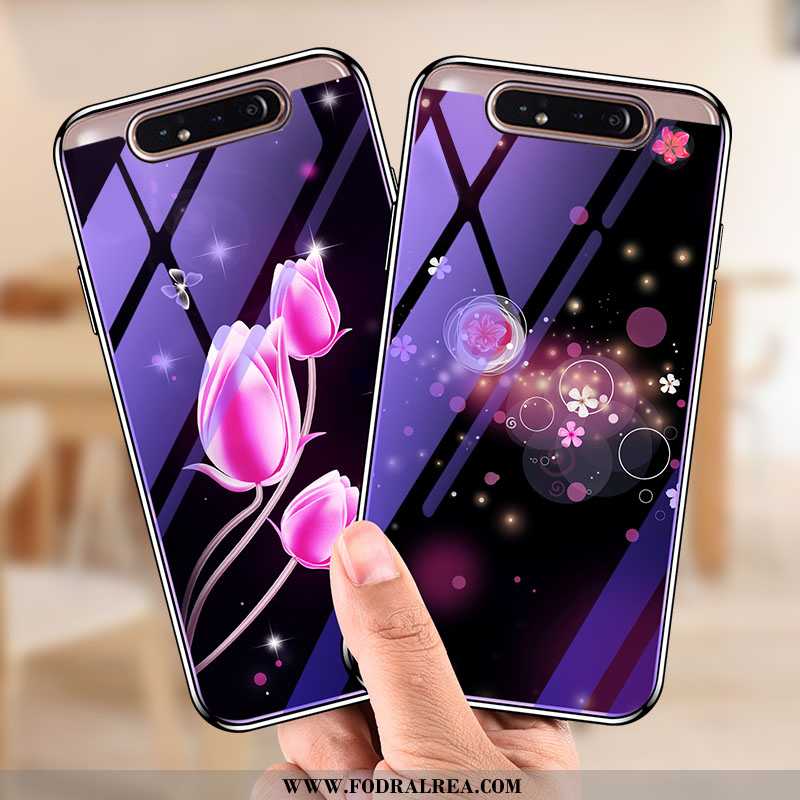 Fodral Samsung Galaxy A80 Skydd Stjärna Purpur, Skal Samsung Galaxy A80 Glas Lila