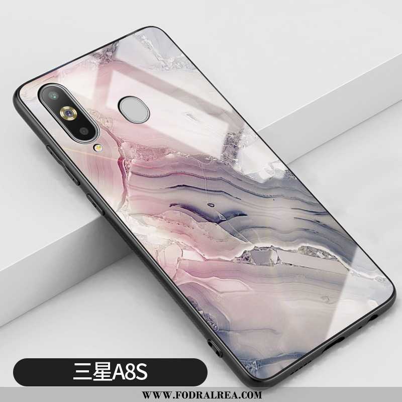 Fodral Samsung Galaxy A8s Glas Rosa Stjärna, Skal Samsung Galaxy A8s Silikon Net Red