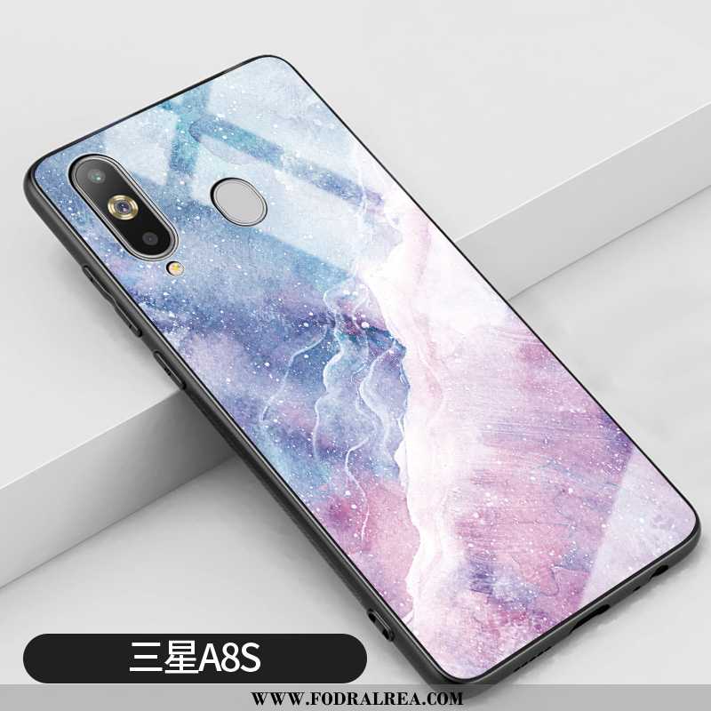 Fodral Samsung Galaxy A8s Glas Rosa Stjärna, Skal Samsung Galaxy A8s Silikon Net Red